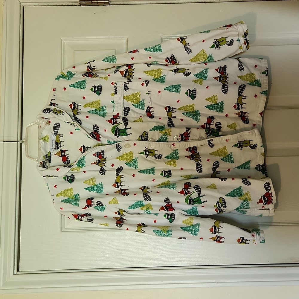 The Company Store Santa Raccoon Pajama Top - Womens Size Medium